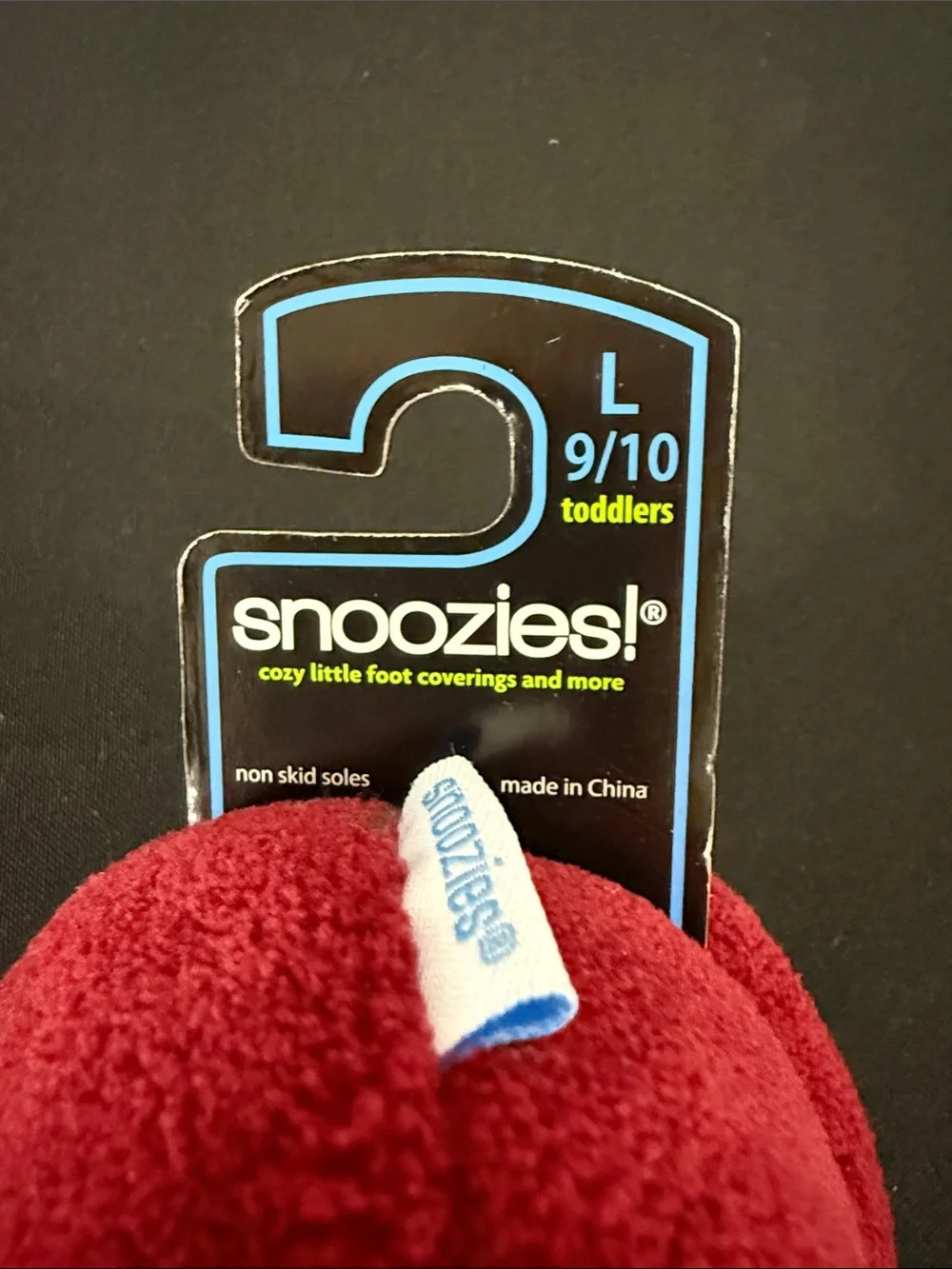Snoozies! Toddlers Red Plush Slippers with Black Fleece Lining